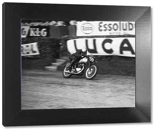 Alan Westfield (Triumph) 1950 Senior TT practice