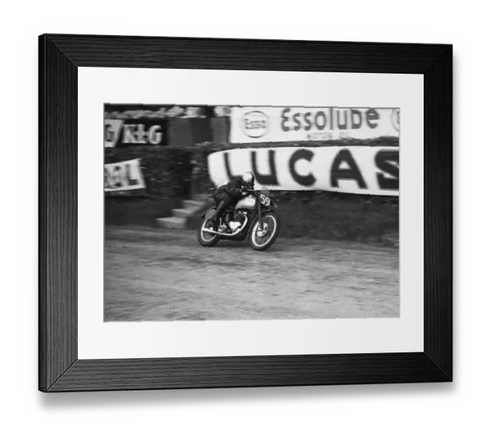 Framed Print : Alan Westfield (Triumph) 1950 Senior TT practice Framed Print : Alan Westfield (Triumph) 1950 Senior TT practice
