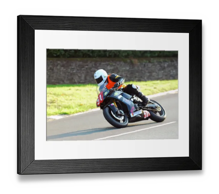 Framed Print : Callum Collister (Kawasaki) 2013 Newcomers Manx Grand Prix