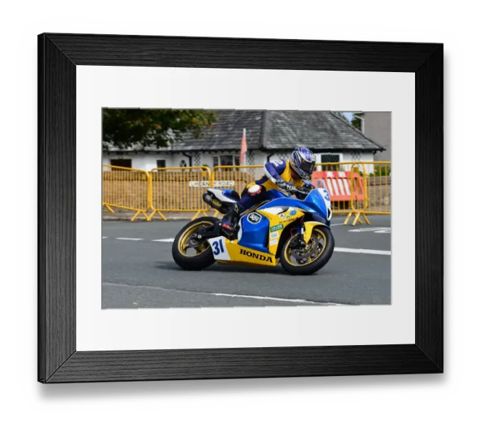 Framed Print : Andy Lovett (Honda) 2013 Junior Manx Grand Prix