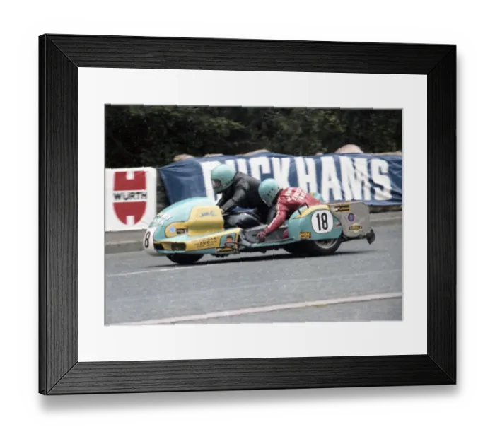 Framed Print : Bill Hall & Peter Minion (Granby Yamaha) 1979 Sidecar TT