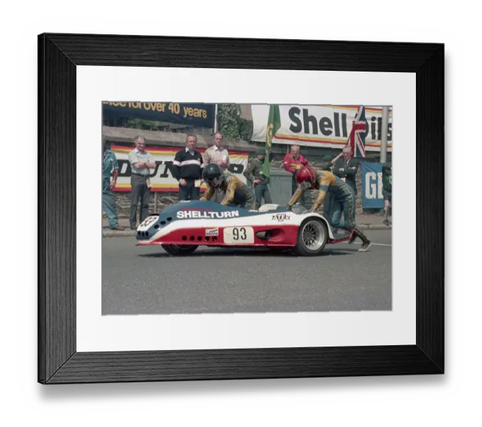 Framed Print : Michael Shellie & Gloria Shellie (Kawasaki) 1986 Sidecar TT