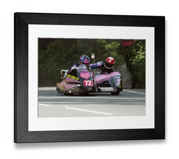 Framed Print : Graham Hayne & Mark Beaumont (Kawasaki) 1993 Sidecar TT Framed Print : Graham Hayne & Mark Beaumont (Kawasaki) 1993 Sidecar TT