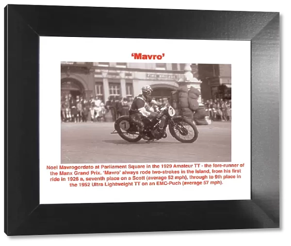 Mavro. Noel Mavrogordato at Parliament Square in the 1929 Amateur TT -