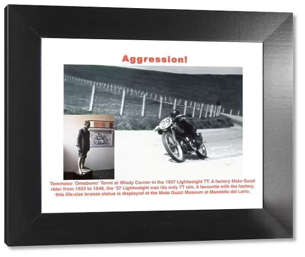 Agression. Tommaso Omobono Tenni at Windy Corner in the 1937 Lightweight TT