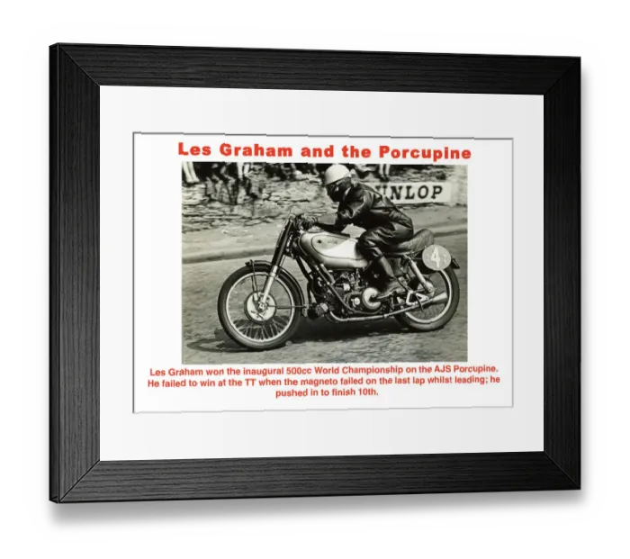 Framed Print : Les Graham and the AJS Porcupine Framed Print : Les Graham and the AJS Porcupine