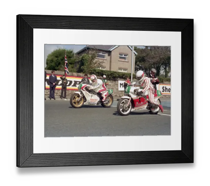 Framed Print : Ian Jones (Yamaha) & John Davies (Padgett spl) 1987 Lightweight Manx Grand Prix Framed Print : Ian Jones (Yamaha) & John Davies (Padgett spl) 1987 Lightweight Manx Grand Prix