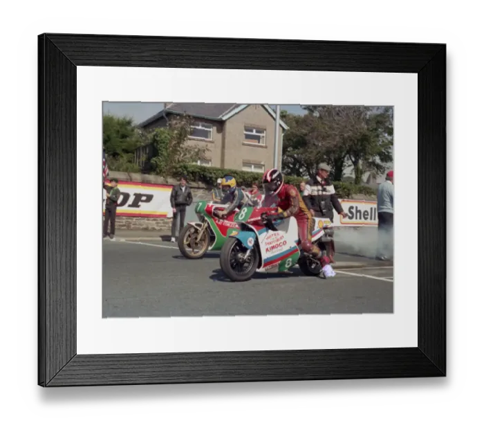 Framed Print : Decca Kelly (Cowles Rotax) & Craig Ryding (Kimoco) 1987 Lightweight Manx Grand Prix Framed Print : Decca Kelly (Cowles Rotax) & Craig Ryding (Kimoco) 1987 Lightweight Manx Grand Prix