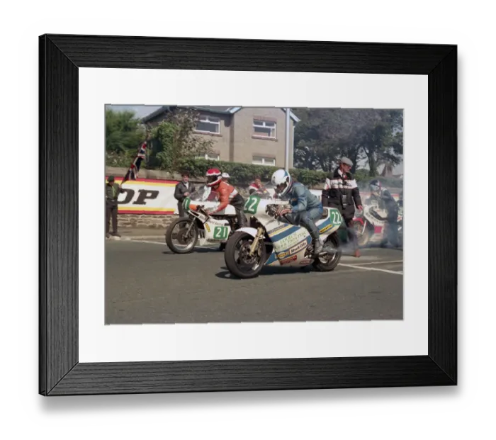 Framed Print : John Baker (Yamaha) & Kevin Newbery (Maxton) 1987 Lightweight Manx Grand Prix Framed Print : John Baker (Yamaha) & Kevin Newbery (Maxton) 1987 Lightweight Manx Grand Prix