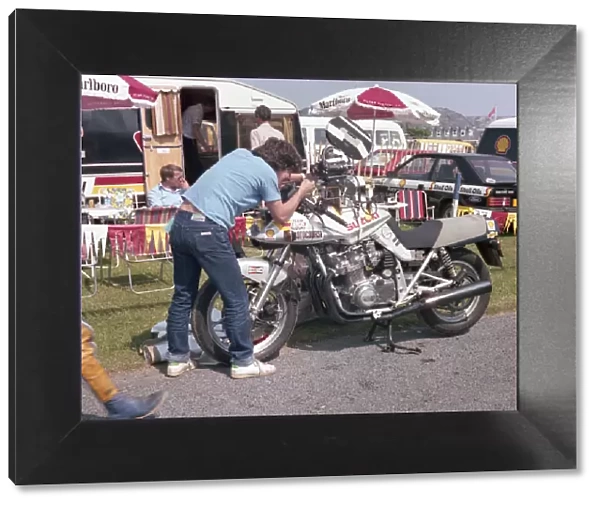 Mick Grants camera bike being prepared for filming Bray to Governors