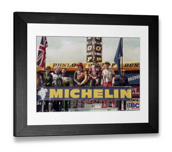 Framed Print : Winners rostrum 1987 Formula Two TT Framed Print : Winners rostrum 1987 Formula Two TT
