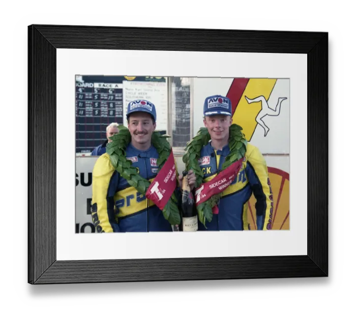 Framed Print : Rob Fisher & Mike Wynn (Yamaha) 1994 Sidecar TT