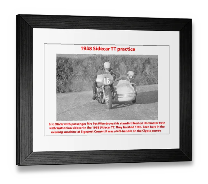Framed Print : 1958 Sidecar TT practice Framed Print : 1958 Sidecar TT practice