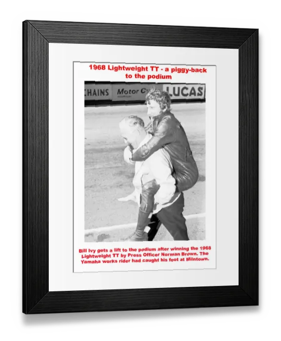 Framed Print : 1968 Lightweight TT - a piggy-back to the podium Framed Print : 1968 Lightweight TT - a piggy-back to the podium