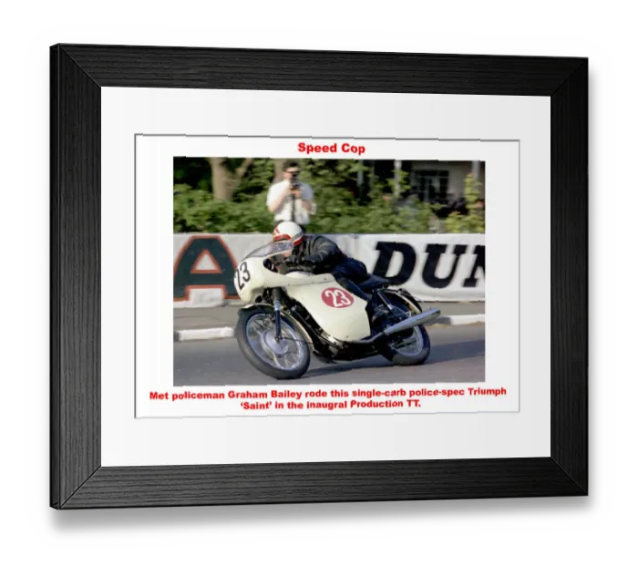 Framed Print : Speed Cop. Met policeman Graham Bailey rode this single-carb police-spec Framed Print : Speed Cop. Met policeman Graham Bailey rode this single-carb police-spec