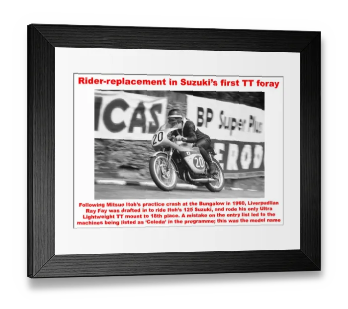 Framed Print : Rider-replacement in Suzukis first TT foray Framed Print : Rider-replacement in Suzukis first TT foray