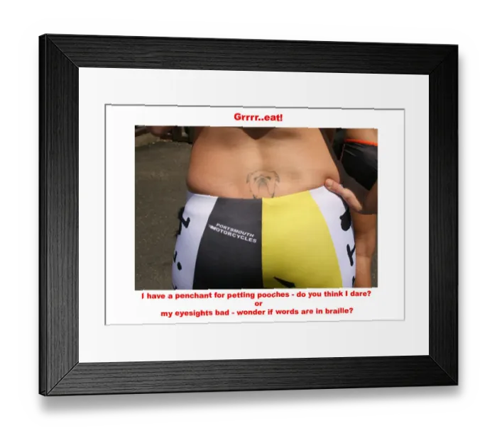 Framed Print : Grrrr eat. I have a penchant for petting pooches - do you think I dare? Framed Print : Grrrr eat. I have a penchant for petting pooches - do you think I dare?