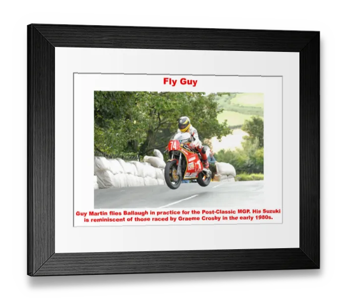 Framed Print : Fly Guy. Guy Martin flies Ballaugh in practice for the Post-Classic MGP 2009 Framed Print : Fly Guy. Guy Martin flies Ballaugh in practice for the Post-Classic MGP 2009