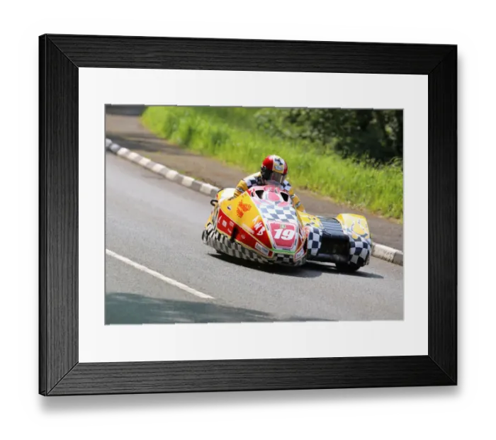 Framed Print : John Lowther & Scott Hardie (Honda) 2019 Sidecar TT