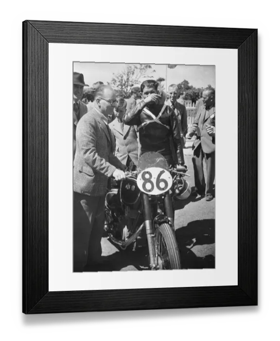 Framed Print : Eric McPherson (AJS) 1949 Junior TT Framed Print : Eric McPherson (AJS) 1949 Junior TT