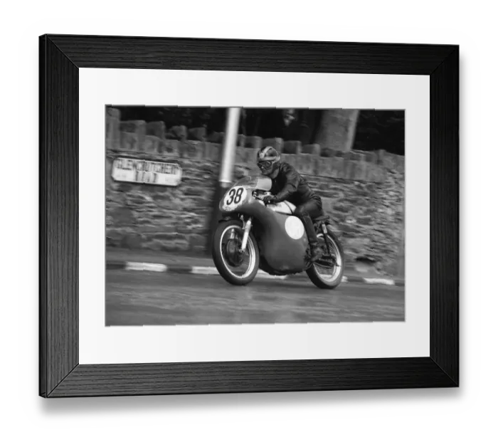 Framed Print : Tony Fisher (Norton) 1962 Junior Manx Grand Prix practice Framed Print : Tony Fisher (Norton) 1962 Junior Manx Grand Prix practice