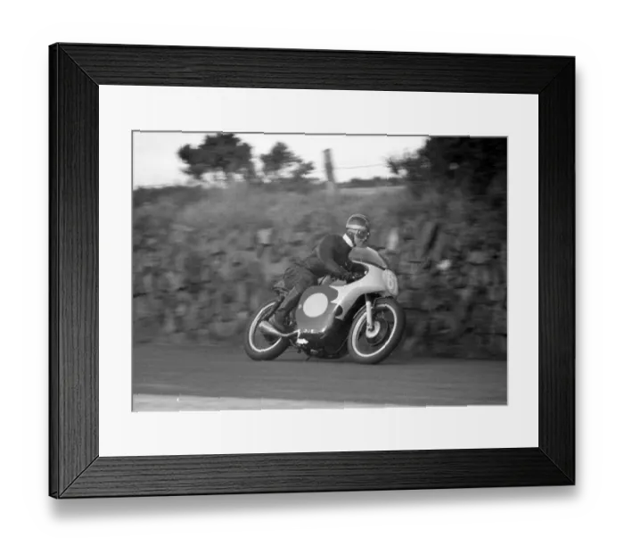 Framed Print : Harry Reynolds (AJS) 1962 Junior Manx Grand Prix practice Framed Print : Harry Reynolds (AJS) 1962 Junior Manx Grand Prix practice