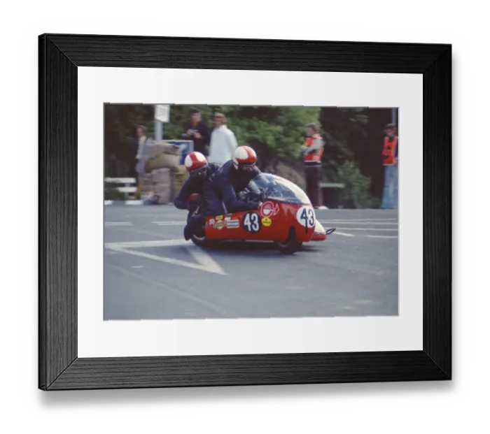 Framed Print : Tony Greening & Roger Parker (BSA) 1974 Sidecar 500 TT