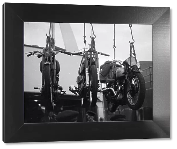 Unloading bikes at Douglas 1951 Manx Grand Prix