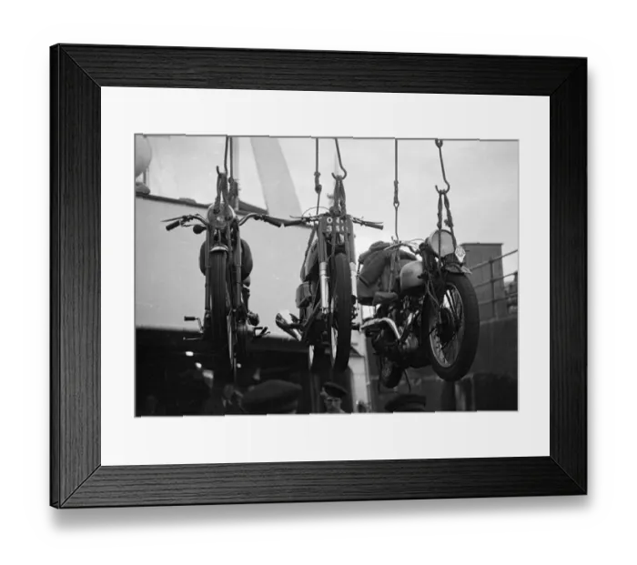 Framed Print : Unloading bikes at Douglas 1951 Manx Grand Prix Framed Print : Unloading bikes at Douglas 1951 Manx Grand Prix