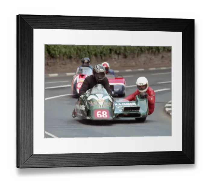 Framed Print : Mike Cookson & Jon Juster (Ireson Honda) 1996 Sidecar TT