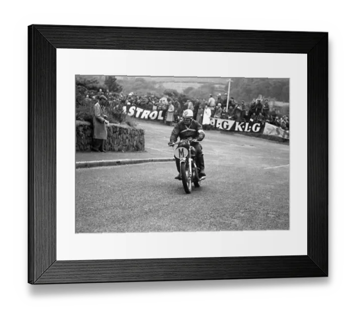 Framed Print : Angus Herbert (AJS) Travelling Marshal 1956 TT Framed Print : Angus Herbert (AJS) Travelling Marshal 1956 TT