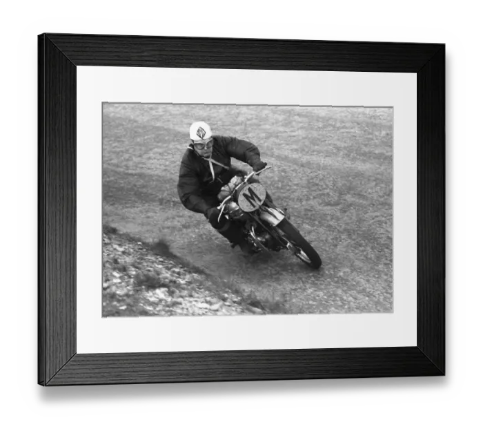Framed Print : Angus Herbert (Triumph) Travelling Marshal 1957 TT Framed Print : Angus Herbert (Triumph) Travelling Marshal 1957 TT