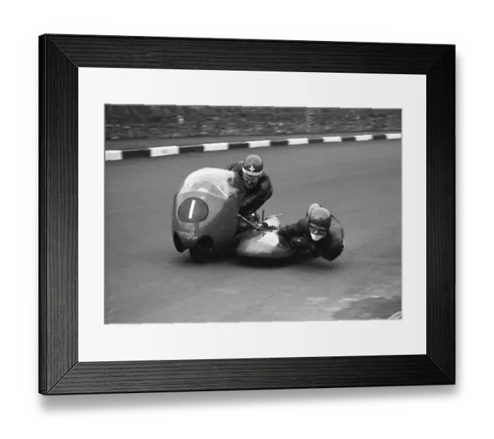 Framed Print : Fritz Scheidegger & Horst Burkhardt (BMW) 1961 Sidecar TT
