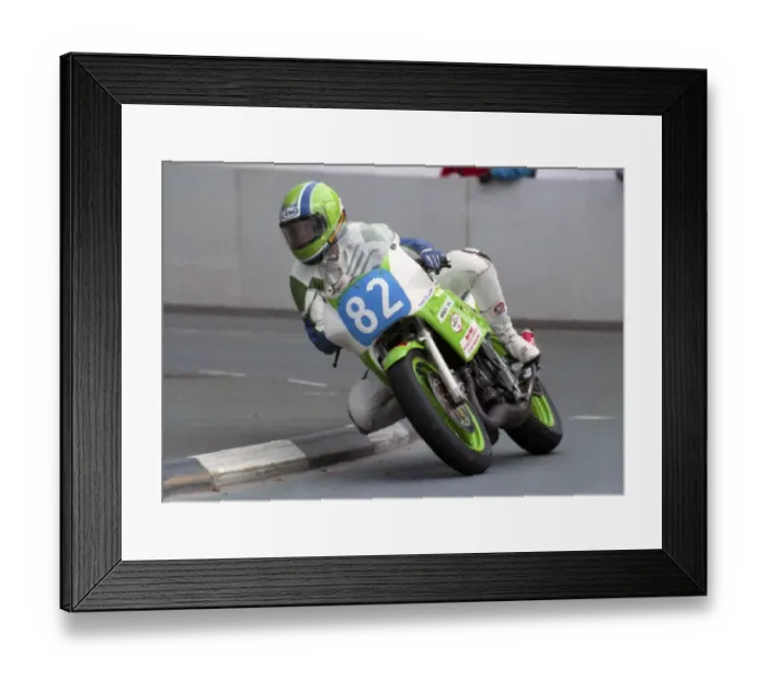 Framed Print : Liz Skinner (Kawasaki) 1990 Junior Manx Grand Prix Framed Print : Liz Skinner (Kawasaki) 1990 Junior Manx Grand Prix