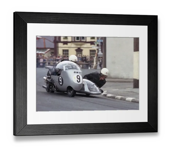 Framed Print : Colin Seeley & Wally Rawlings (BMW) 1965 Sidecar TT