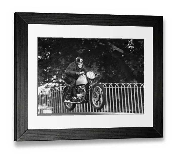 Framed Print : Syd Jensen (Triumph) 1950 Senior TT Framed Print : Syd Jensen (Triumph) 1950 Senior TT