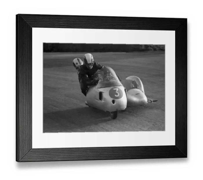 Framed Print : Pat Millard & H G Winter (Norton) 1958 Sidecar TT