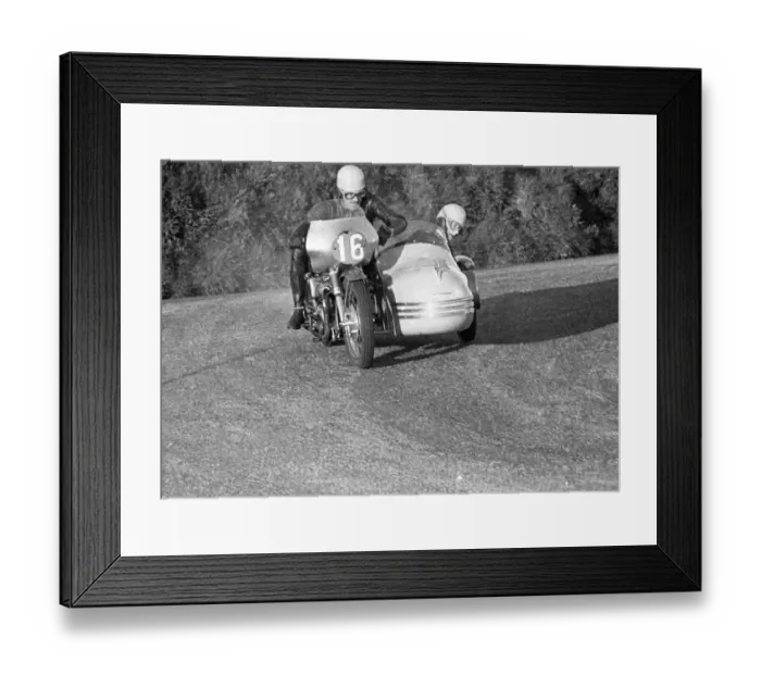Framed Print : Eric Oliver & Pat Wise (Norton) 1958 Sidecar TT Framed Print : Eric Oliver & Pat Wise (Norton) 1958 Sidecar TT