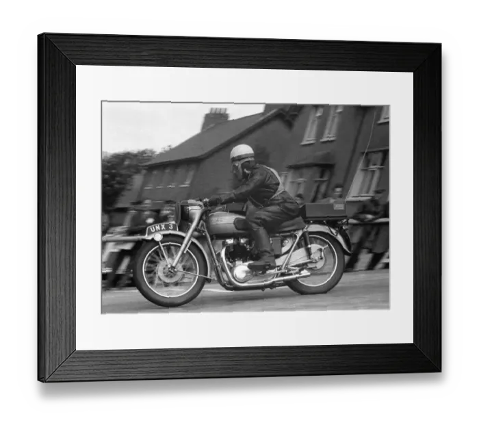Framed Print : Bob Foster (Triumph) Travelling Marshall 1956 Senior TT Framed Print : Bob Foster (Triumph) Travelling Marshall 1956 Senior TT