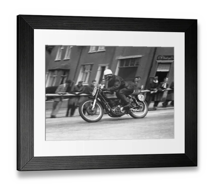 Framed Print : Stan Cameron (AJS) 1956 Senior TT
