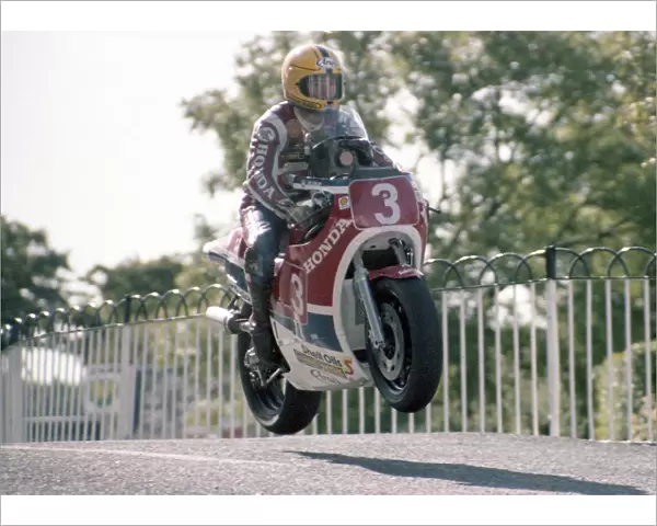 Joey Dunlop (Honda) Filming V-4 Victory during the 1983 Manx Grand Prix