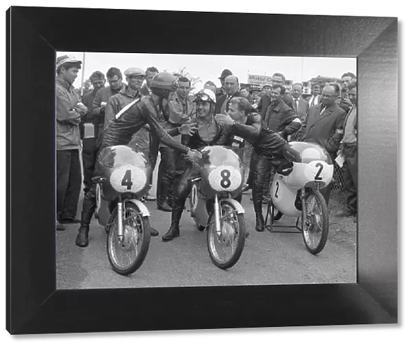 Hugh Anderson (Suzuki) Mitsuo Itoh (Suzuki) and Hans Georg Anscheidt (Kreidler) 1963 50cc TT