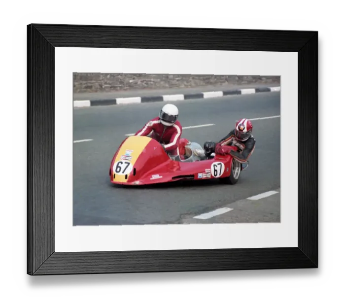 Framed Print : Barry Sloper & Sean Collister (Kawasaki) 1982 Sidecar TT