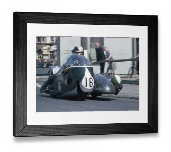 Framed Print : Mick Boddice & Dave Loach (BSA) 1967 Sidecar TT