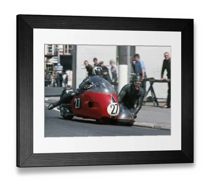Framed Print : Charlie Freeman & Keith Scott (Norton) 1967 Sidecar TT