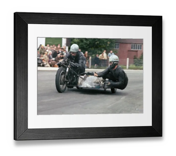 Framed Print : Dave Ajax & M D Caley (Norton) 1965 Sidecar TT
