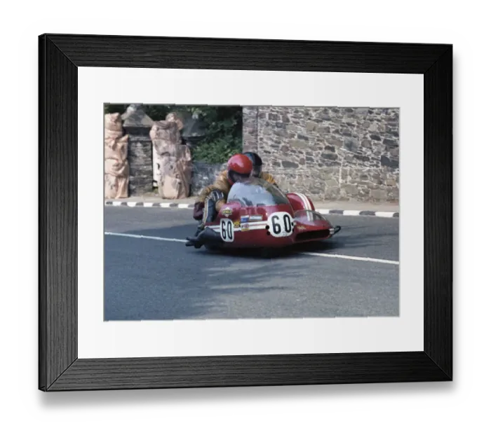 Framed Print : Fred Cornbill & Mike Tinkler (Parker Suzuki) 1978 Sidecar TT