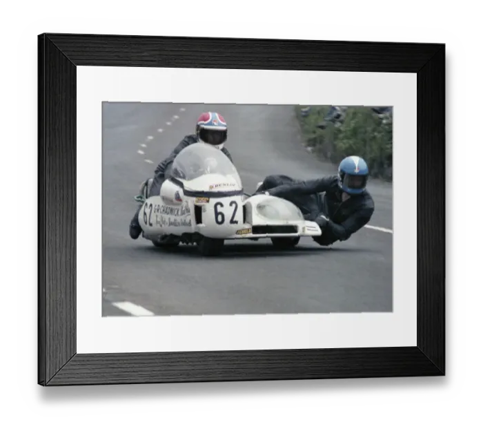 Framed Print : Eric Bregazzi & John Creer (Kawasaki) 1978 Sidecar TT