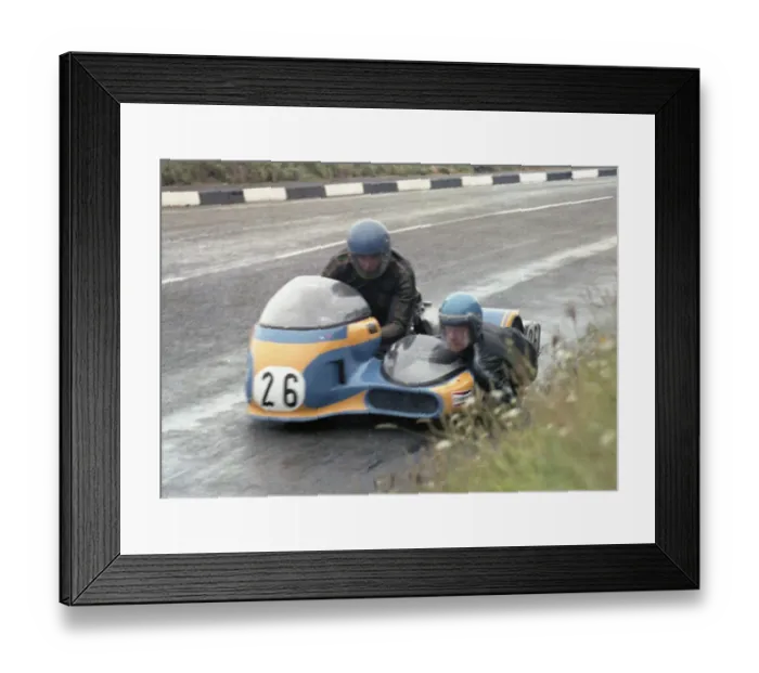 Framed Print : Tony Wakefield & Eddie Kiff (British Magnum) 1978 Sidecar TT