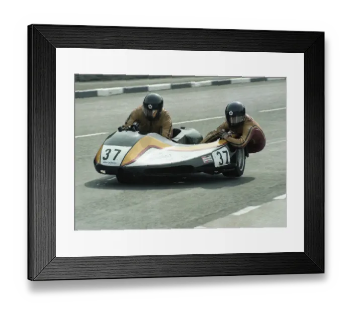 Framed Print : John Hartell & Robert Hartell (Windle Yamaha) 1980 Sidecar TT